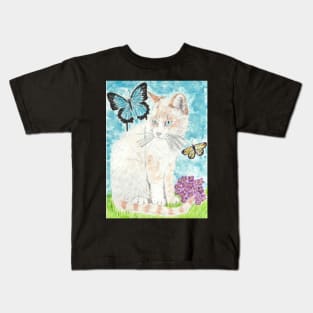 Cute cat butterflies Kids T-Shirt